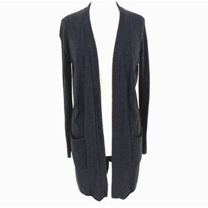 Barefoot Dreams Cozychic Lite Knit Open Front Cardigan Charcoal Black Size Small